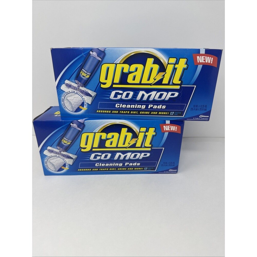 2x GRAB IT Mopping System Cleaning Refill Pads Box of 12 Discontinued 24 TOTAL